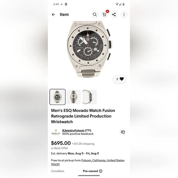 Movado ESQ WATCH MENS CHRONGRAPH